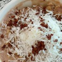 Oatmeal Coconut Cacao · Almond Milk mixt with Coconut granted
Cocoa
Coconut granted on the top
Maple syrup on reques...