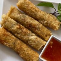 Eggrolls / Cha Gio (4) · Crispy rolls filled with pork,, and vegetables served with chili lime fish sauce.