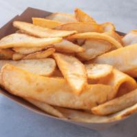 Flat Fries · Specially cut flat fries for max fluff and crispiness.