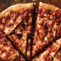 Bbq Chicken Pizza (Small Pizza) · Cheese, light sauce, extra chicken, bacon, onions, and BBQ sauce.