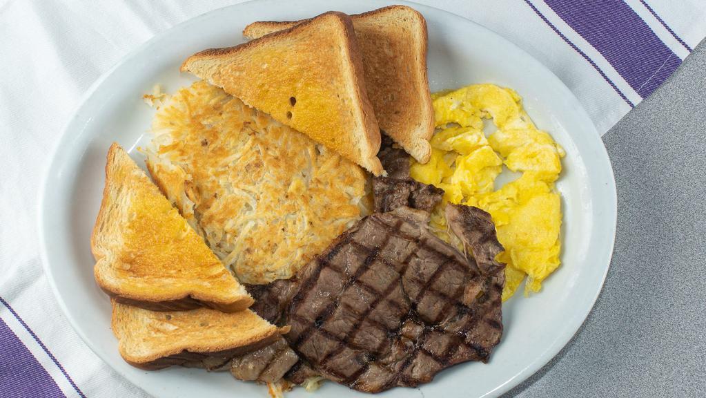 #7. Steak & Eggs · Hash browns and toast.
