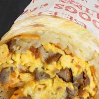 Incredible Breakfast Burrito · Scrambled eggs, Hash Browns , with a choice of meat.