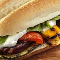 Veggie - Hot · Grilled bell peppers, broccoli, mushrooms, zucchini with mayo, lettuce, tomato, onions, melt...