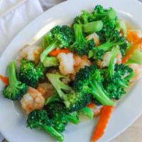 Shrimp With Broccoli · Stir-fried shrimp and broccoli. Served with white rice.