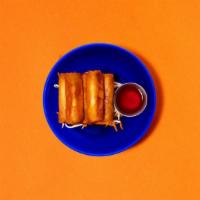 Veggie Egg Rolls · Carrot, cabbage, and mushroom stuffed egg rolls served with a sweet chili fish sauce.