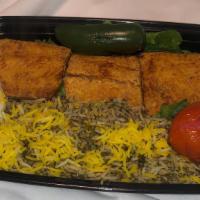 White Fish · Premium filet of white fish. Fried or kabob. Served with white rice and salad.