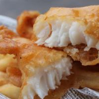 Fish & Chips With One Side · Made with wild alaskan cod.