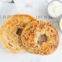 Everything Bagel · Toasted cream cheese included (on the side). try it with our house-made chutney cream cheese...