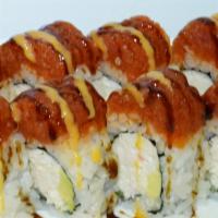 Red Dragon Roll · In: Crabmeat, Cucumber, AvocadoOut: Spicy Tuna