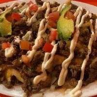 Nacho Fries · Served with your choice of meat, beans, cheese, tomato, avocado, sour cream, onions, cilantr...