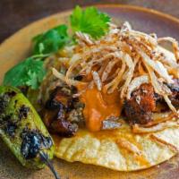 Spice-Roasted Butternut Squash · crispy onions, green chile & red pepper salsas
