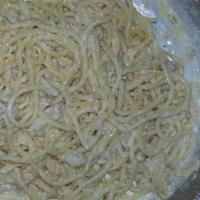 Spaghetti Carbonara · Pancetta bacon, sautéed onions, imported Romano cheese in a cream sauce.