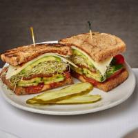 Veggie Club · Vegetarian. Balsamic-infused grilled red bell pepper, zucchini, tomato, cucumber, avocado, s...