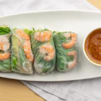 Spring Roll (2 Pieces) · Wrapped in rice paper with shrimp, pork, lettuce, noodles and bean sprouts. Served with pean...