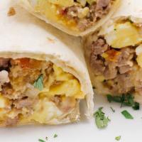 Breakfast Burrito - Loaded · Bacon, Sausage, Ham, Egg, Cheese, & Potatoes with Gravy