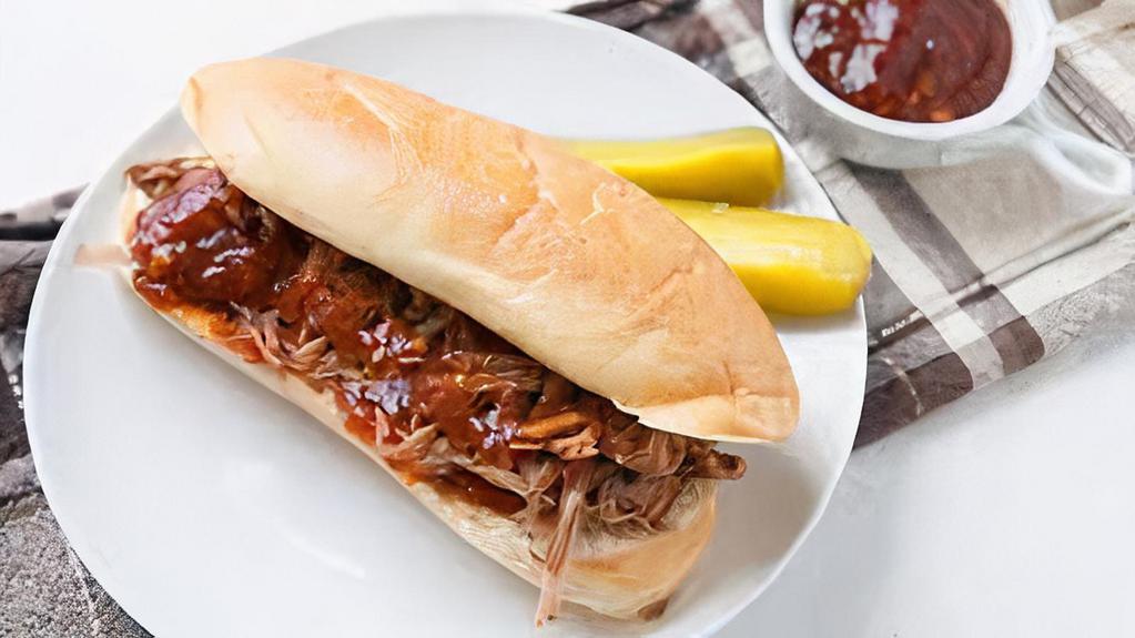 Smoked Brisket Sandwich · Barbecued and Sliced Brisket on a Toasted Roll