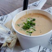 Seafood Chowder · New England cream base with local fish, crab and lobster.