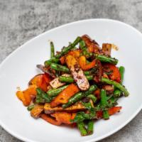 Fiery Tofu With Vegetables · Chef ‘s choice. Tofu, string beans, bell peppers, and basil in a five spice sauce.