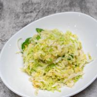 Burmese Stir Fried Cabbage · Chef ‘s choice. Cabbage cooked with green chili and Garlic