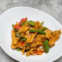 Chef Special Dry Curry Chicken  · Chicken breast with string beans, red bell pepper, okra, fresh turmeric, curry leaf, ginger,...
