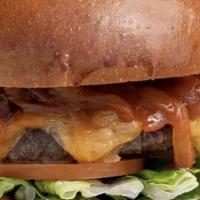 Simmzy'S Burger · Simmzy’s own angus beef patty, Tillamook cheddar cheese, chow-chow onions, lettuce, sliced t...