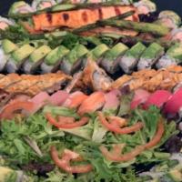 Johnny Platter · 1 Asparagus Roll, 1 Crunchy Rainbow Roll, 1 Fried Philly Roll, Vegetarian Roll,1 Grilled Sal...
