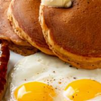 Perfect Pumpkin Pancake Breakfast · Keep the simple carbs out of your breakfast with three hotcakes made from scratch with pumpk...