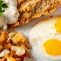 Chicken Fried Steak & Eggs · Our hand-battered Certified Angus Beef cube steak topped with our homemade country gravy.  S...