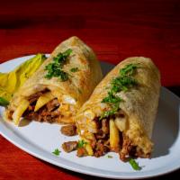 California Burrito · Carne asada, cheese, French fries, sour cream, and guacamole.