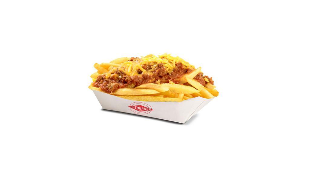 Chili Cheese Fries · A bed of skinny or fat fries is smothered in our classic homemade chili, sprinkled with shredded cheese.