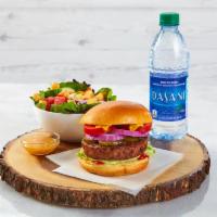 Burger + Greens Meal · Your choice of burger and side salad and drink