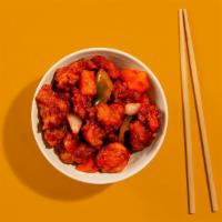 Sweet And Sour Chicken · Battered chicken covered with sweet and sour sauce and veggies.