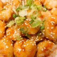 Teriyaki Shrimp Bowl · Shrimp (8oz), rice, green onion, roasted sesame seeds, teriyaki sauce.