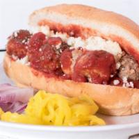 Meatball Sandwich · Meatballs in our own marinara sauce topped with mozzarella cheese. On 8