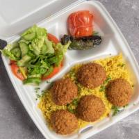 Falafel Plate · Five pieces of vegetarian falafel.