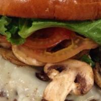 Shroomy Swiss · Sauteed mushrooms, swiss, lettuce and tomato on a buttery brioche bun.

Includes our generou...