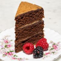 Chocolate Caramel Cake · Chocolate Cake layered with Vegan Caramel and Chocolate Ganache.