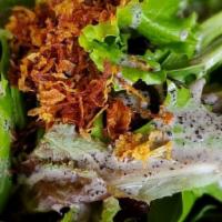 House Salad · Spring mix with crispy onions, cherry tomato