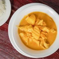 Yellow Curry · Yellow curry paste with potatoes and coconut milk.