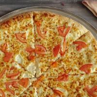 White Pizza-Large  · No Red Sauce, Olive Oil, Garlic, Shredded Mozzarella Cheese and Tomatoes.