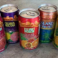 Hawaiian Suns · Lilikoi passion, Pineapple Orange, Island iced tea, Pass O Guava, Strawberry Guava