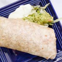 Burrito · With refried beans, rice, pico de gallo, and fixed cheese chicken, carne asada, carnitas, al...