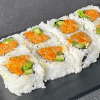 Dynamite Roll · Spicy yellowtail, green onions, cucumber, sprouts, asparagus, sesame seeds.