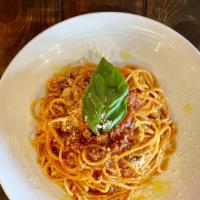 Homemade Spaghetti, Choice Of Sauce + 2 Garlic Knots · HOMEMADE SPAGHETTI PASTA WITH CHOICE OF HOMEMADE SAUCE + 2 GARLIC KNOTS

*All pastas made Al...