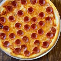 Bf Pepperoni Pizza · Ezzo pepperoni with low-moisture mozzarella, our signature tomato sauce.