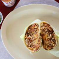 Chorizo & Egg Burrito · included in burrito-  hash brown, 2 eggs, cheddar cheese, and salsa