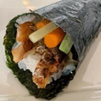 Spicy Salmon Skin Hand Roll · 