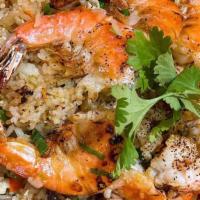 Shrimp Fried Rice · Fried rice with pea & carrot, green onions  with shrimps.