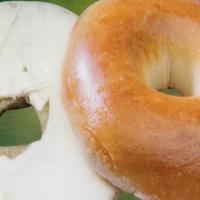 Cream Cheese Bagel · choice of; plain bagel , blueberry ,cinnamon raisin, Everything bagel.