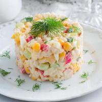 Fresh Crab* & Egg Salad · Fresh Crab* , egg and corn salad, with mayo dressing
